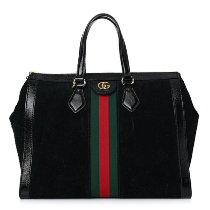 Gucci Suede Patent GG Web Medium Ophidia Tote Bag Black 1 of 18