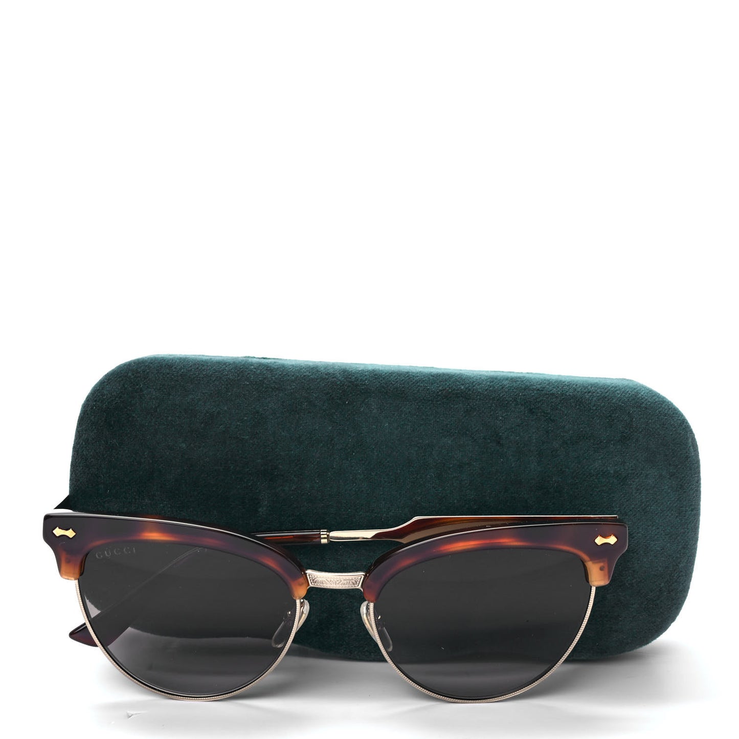 Acetate Damascato Cat Eye Sunglasses GG0055S Tortoise Gold