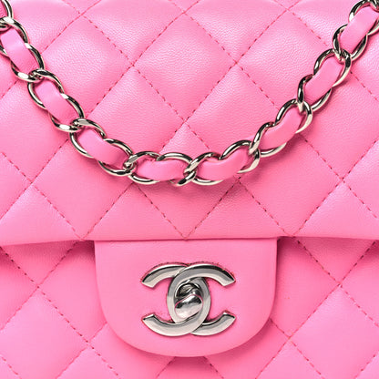 Chanel Lambskin Quilted Mini Rectangular Flap Neon Pink 8 of 11