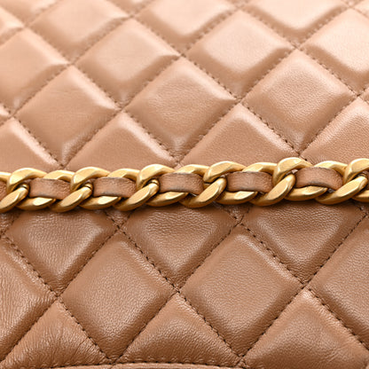 Chanel Shiny Crumpled Lambskin Quilted Large Trendy Chain Around Hobo Dark Beige 16 of 17