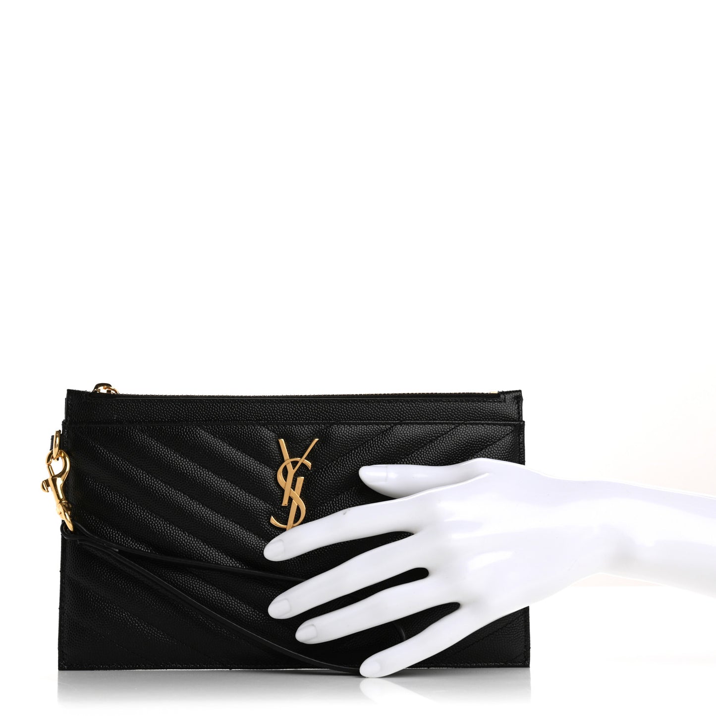 Grain De Poudre Chevron Monogram Large Bill Pouch Black