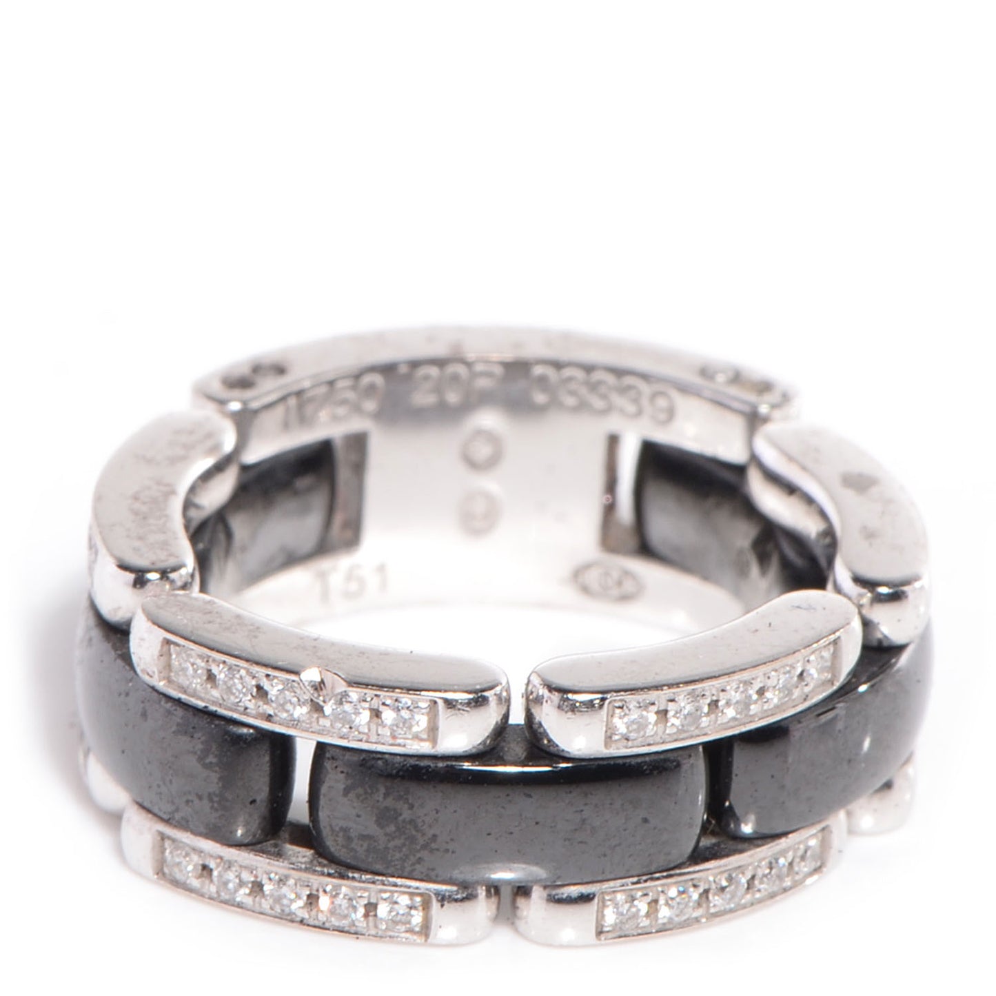 18k White Gold Diamond Ceramic Ultra Ring Black Medium 5.75