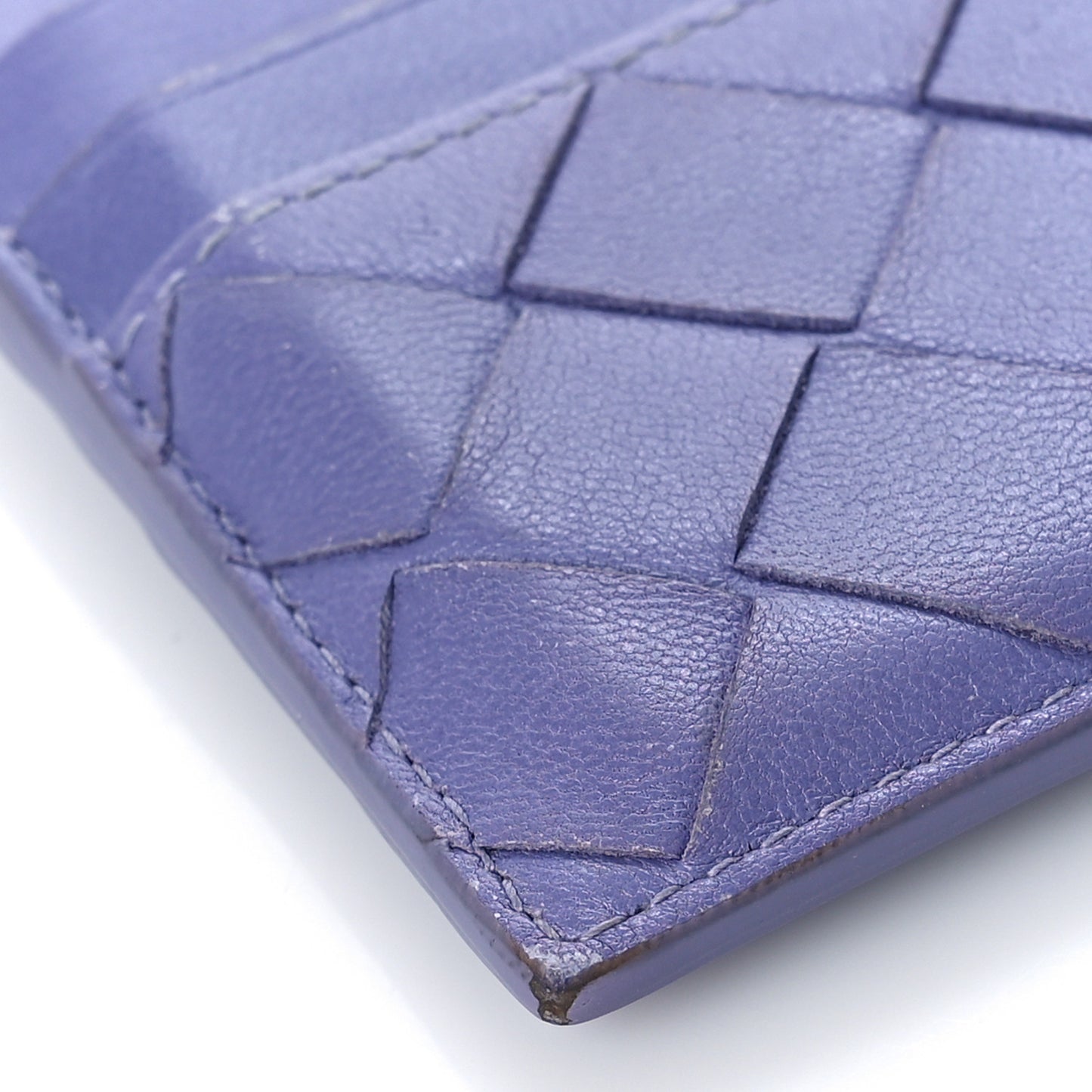 Nappa Intrecciato Woven Card Holder Purple