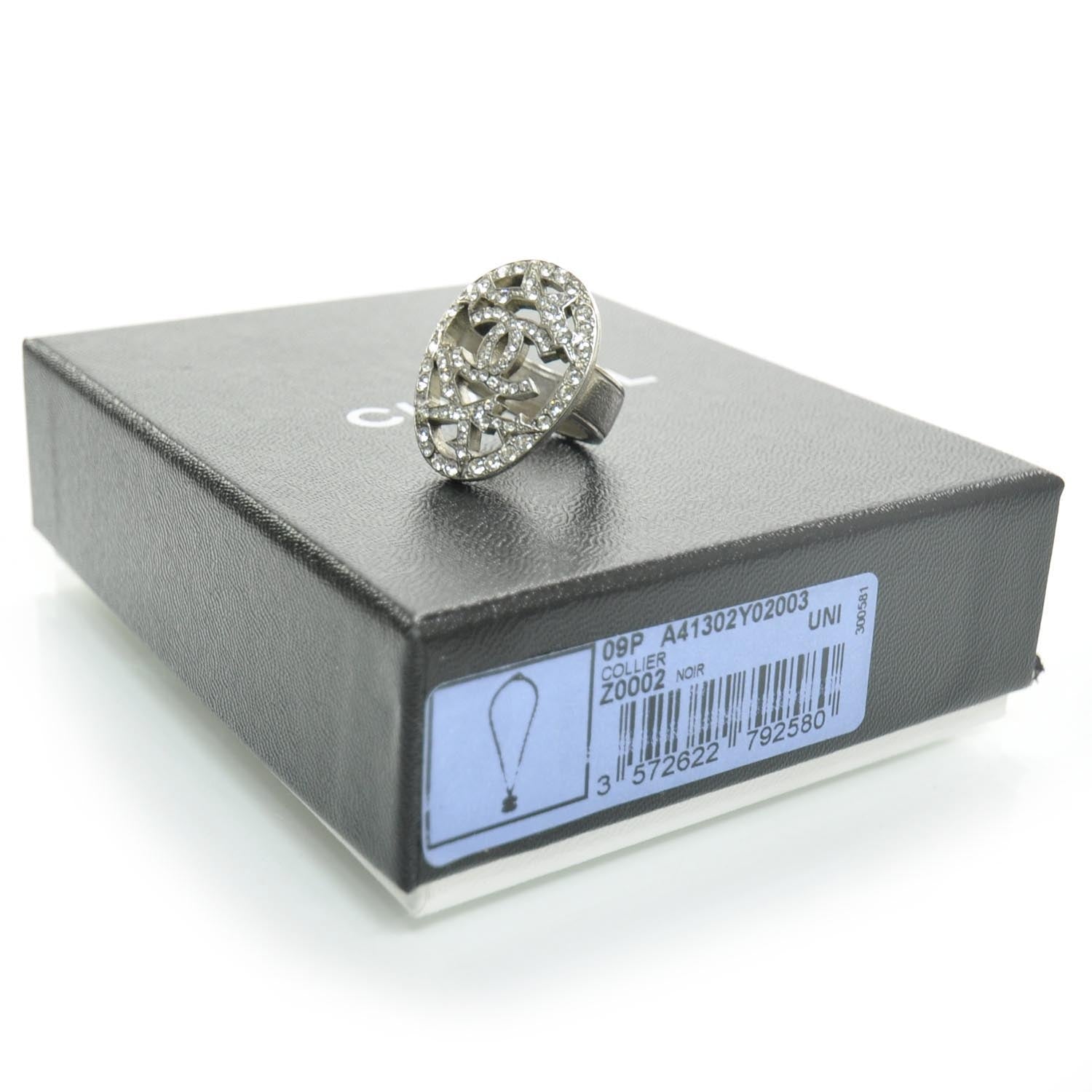 Chanel Crystal CC Ring Silver 6.5 3 of 5