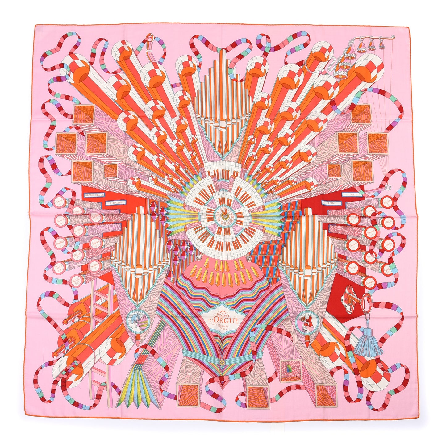 Cashmere Silk Point D'Orgue Shawl 140 Rose Pale Orange Vert