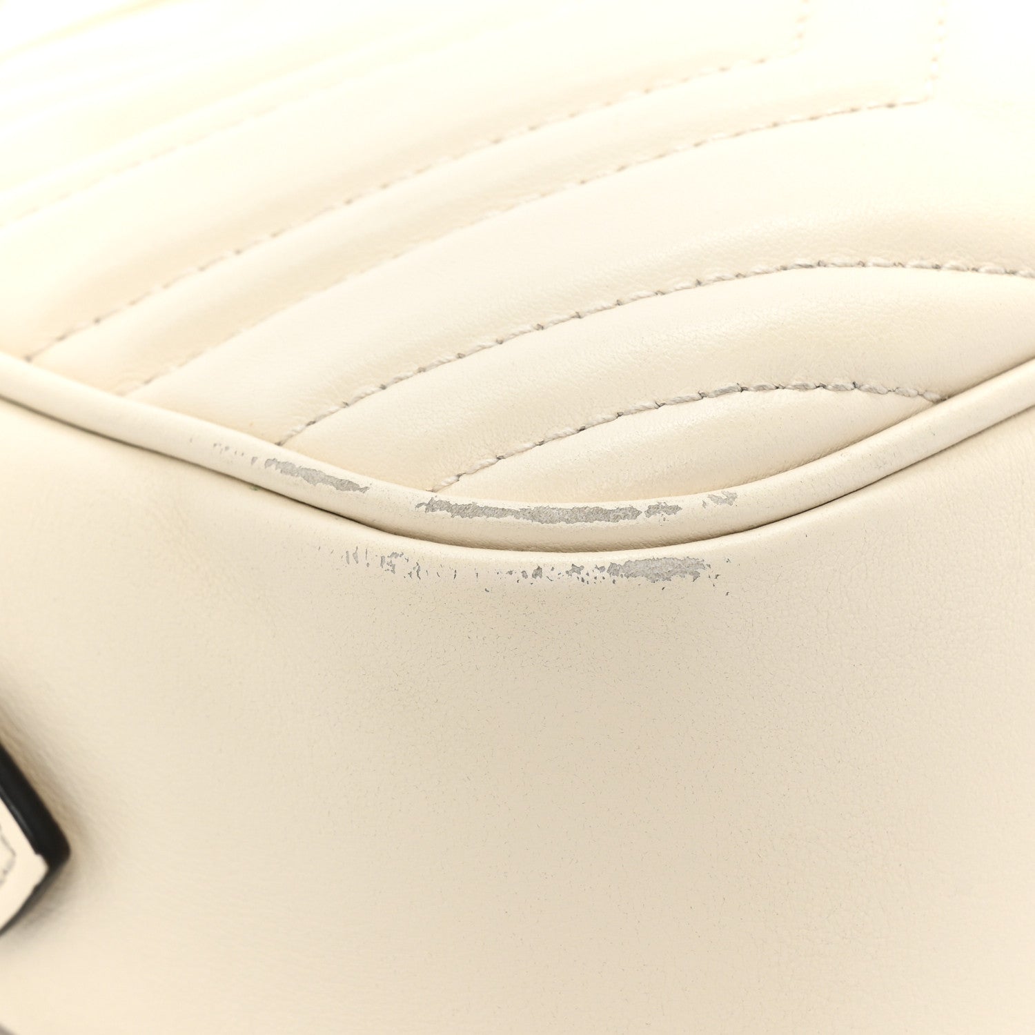 Gucci Calfskin Matelasse Small GG Marmont Chain Shoulder Bag White 12 of 19