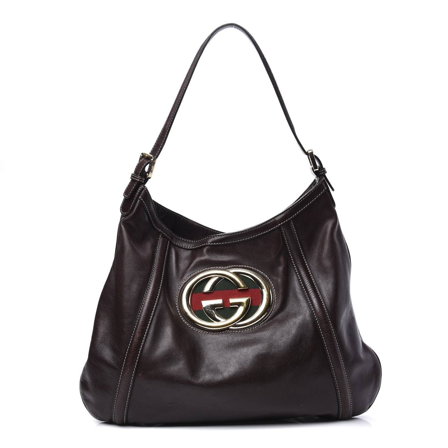 Gucci Calfskin Medium Britt Hobo Dark Brown 1 of 10