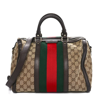 Gucci Monogram Vintage Web Medium Boston Dark Brown 1 of 10