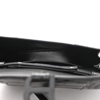 Balenciaga Shiny Calfskin Monochrome Crocodile Embossed Small Hourglass Evening Chain Bag Black 4 of 8