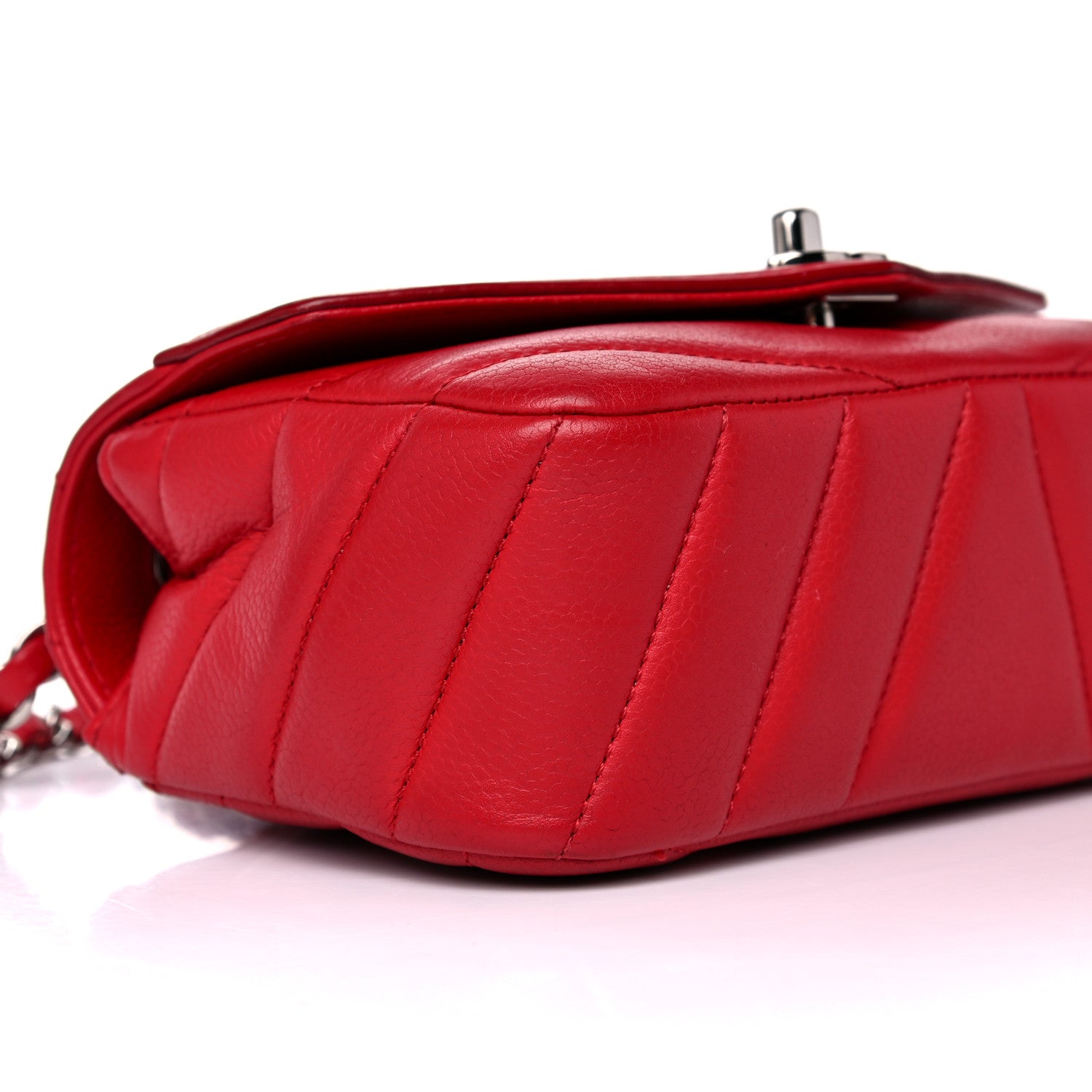 Chanel Caviar Chevron Quilted Small Single Flap Red 8 of 17