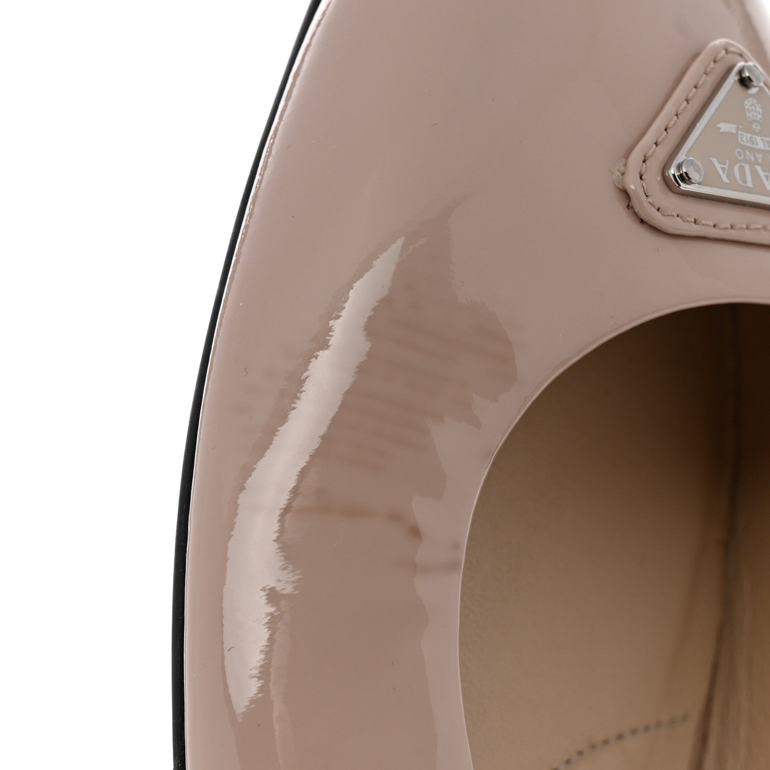 Prada Patent Triangle Ballerina Flats 37.5 Cipria 10 of 11