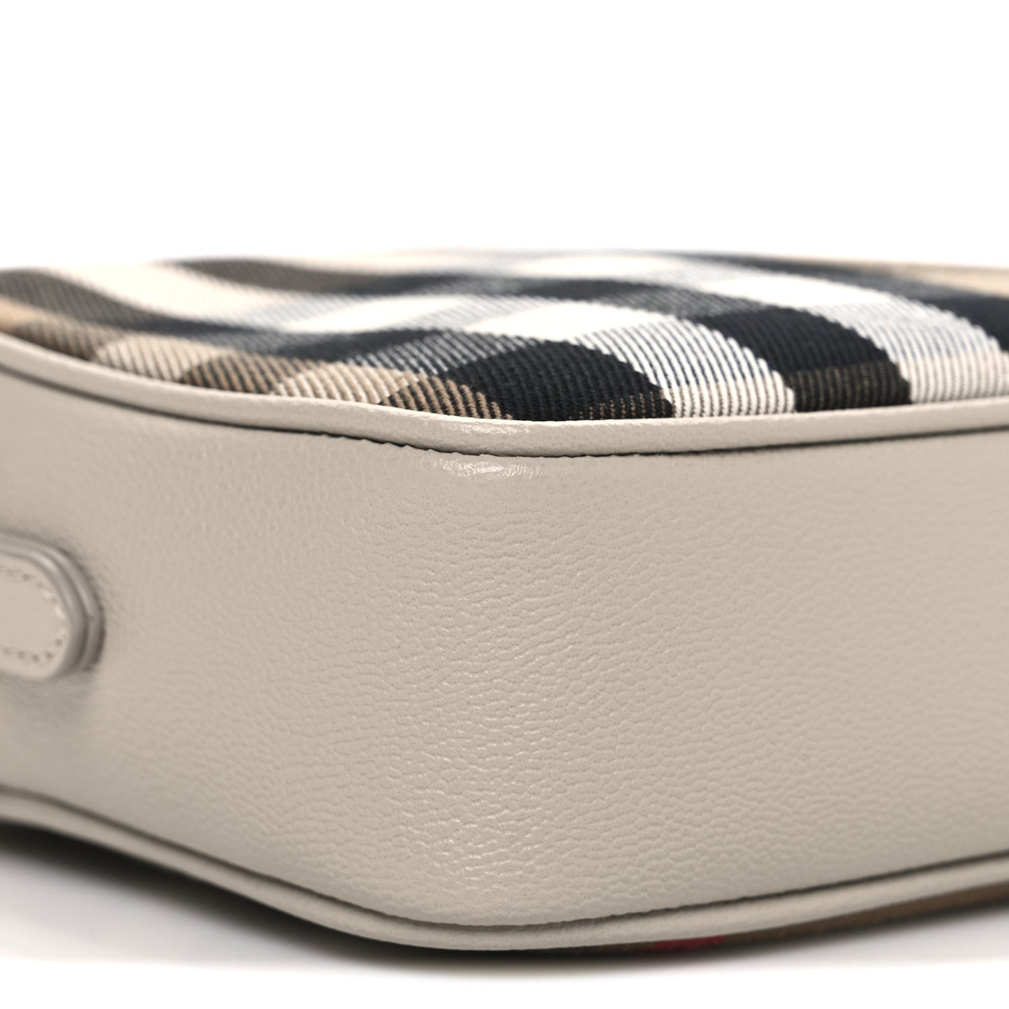 Calfskin House Check Small Camera Bag Limestone
