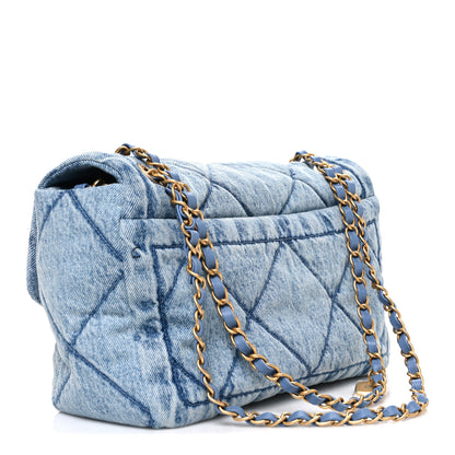 Chanel Washed Denim Quilted Large Flap Bag Blue 3 of 10