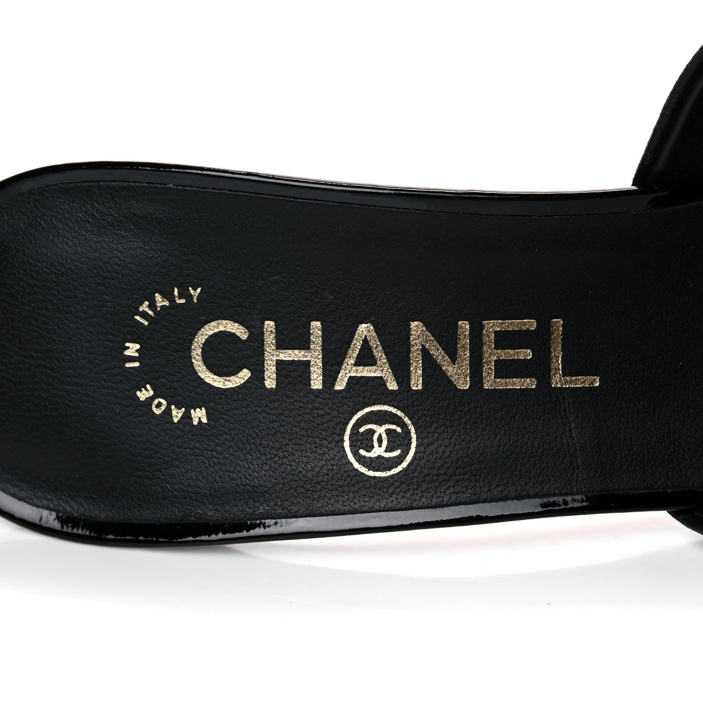 Goatskin Patent Cap Toe Pearl Mule 37 Black