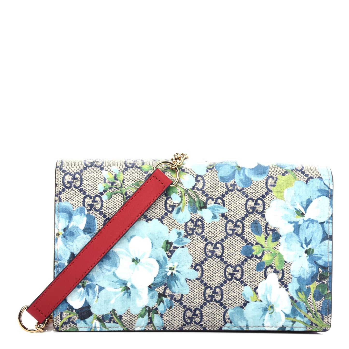 GG Supreme Monogram Blooms Chain Wallet Blue