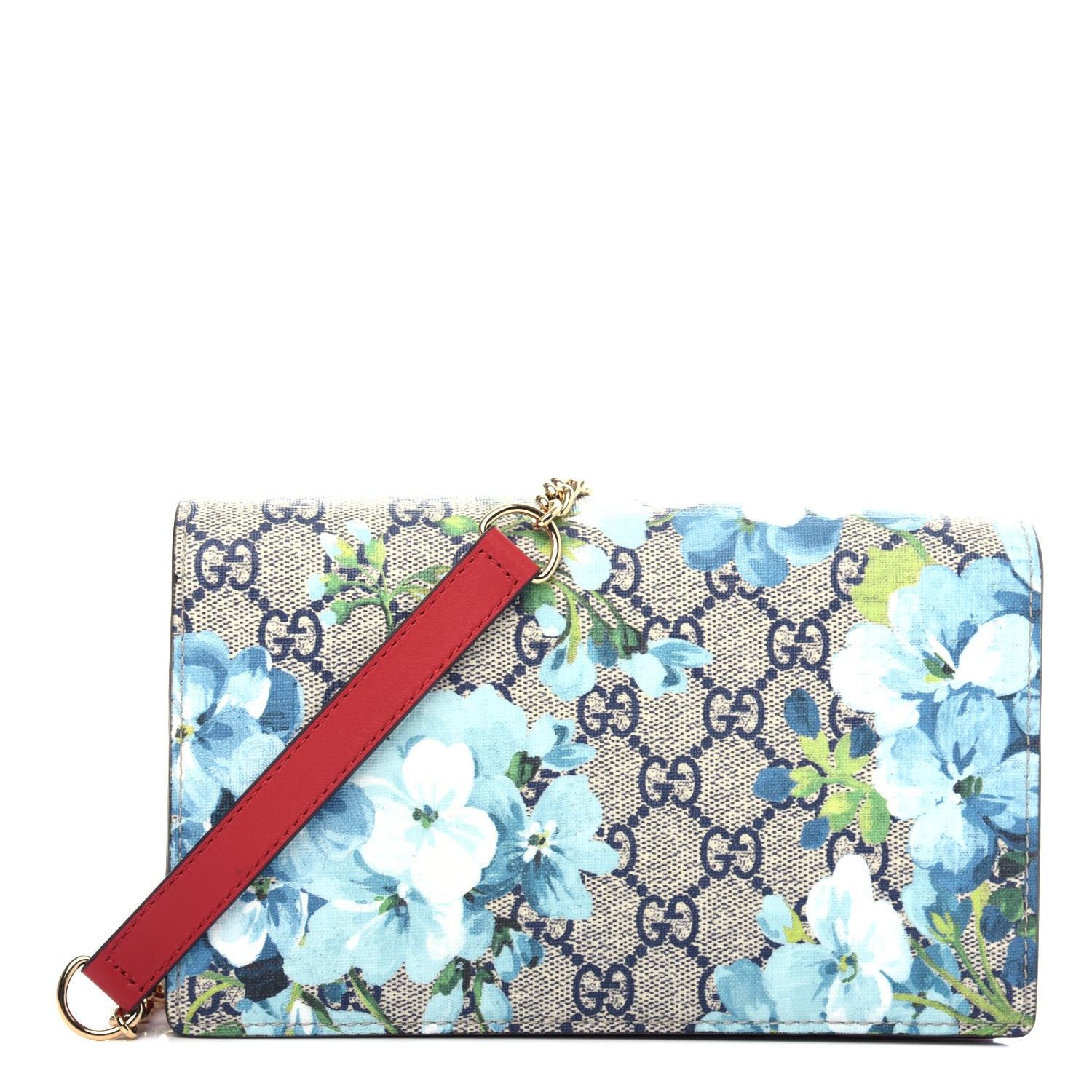 Gucci GG Supreme Monogram Blooms Chain Wallet Blue 1 of 10