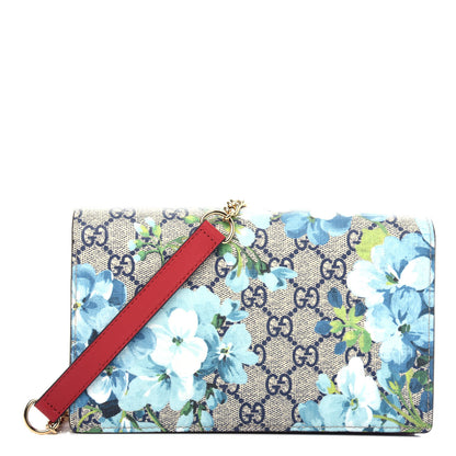 Gucci GG Supreme Monogram Blooms Chain Wallet Blue 1 of 10