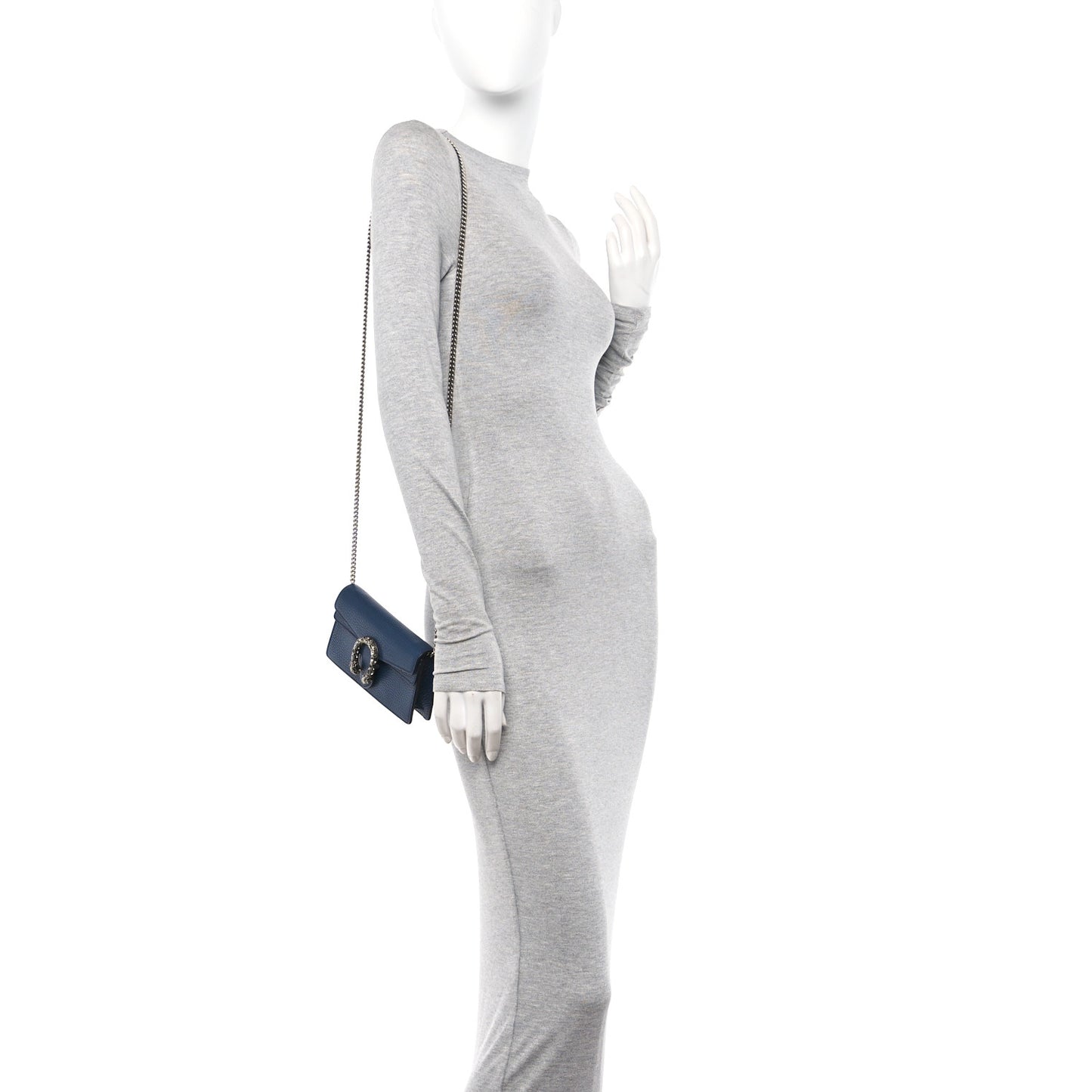 Dollar Calfskin Crystal Super Mini Dionysus Shoulder Bag Blue Agata Black Diamond