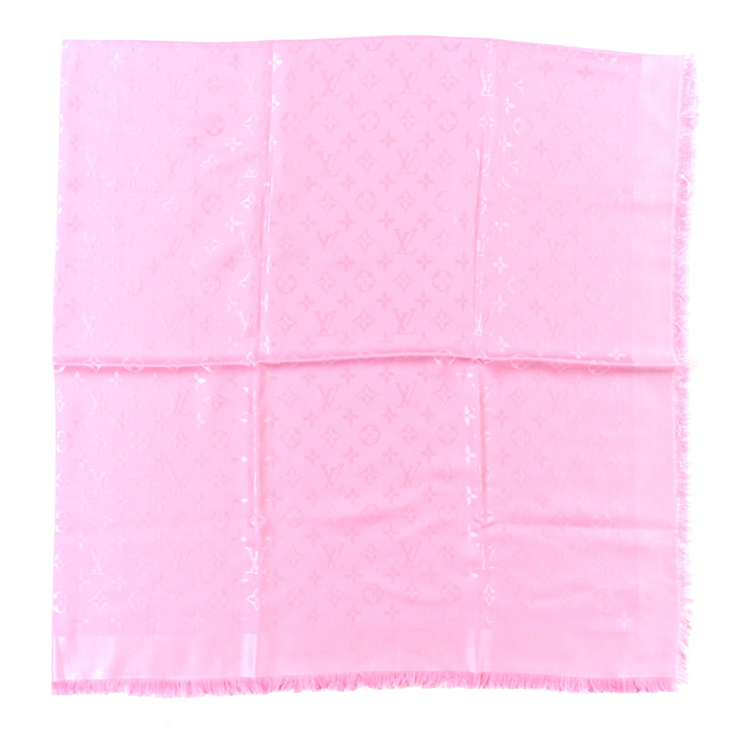 Silk Wool Monogram Shawl Velvet Rose