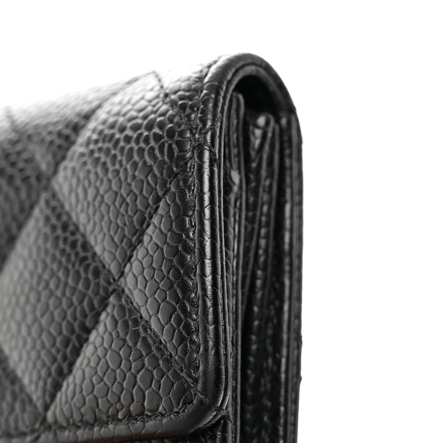 Caviar Quilted Flap Card Holder Black