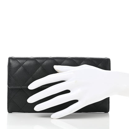 Chanel Caviar Quilted Large Gusset Flap Wallet Black 2 of 8