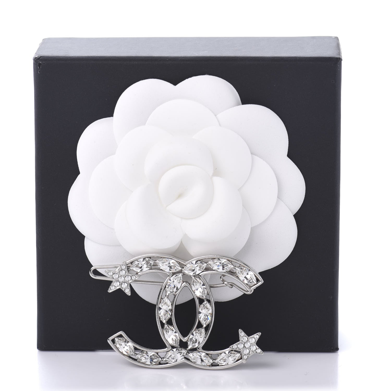 Chanel Crystal Starfall CC Hair Clip Silver 5 of 5
