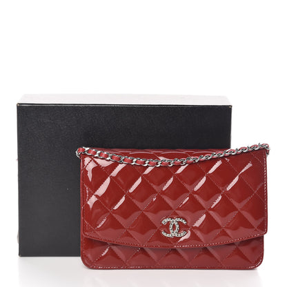 Chanel Patent Quilted Brilliant Wallet On Chain WOC Red 10 of 10