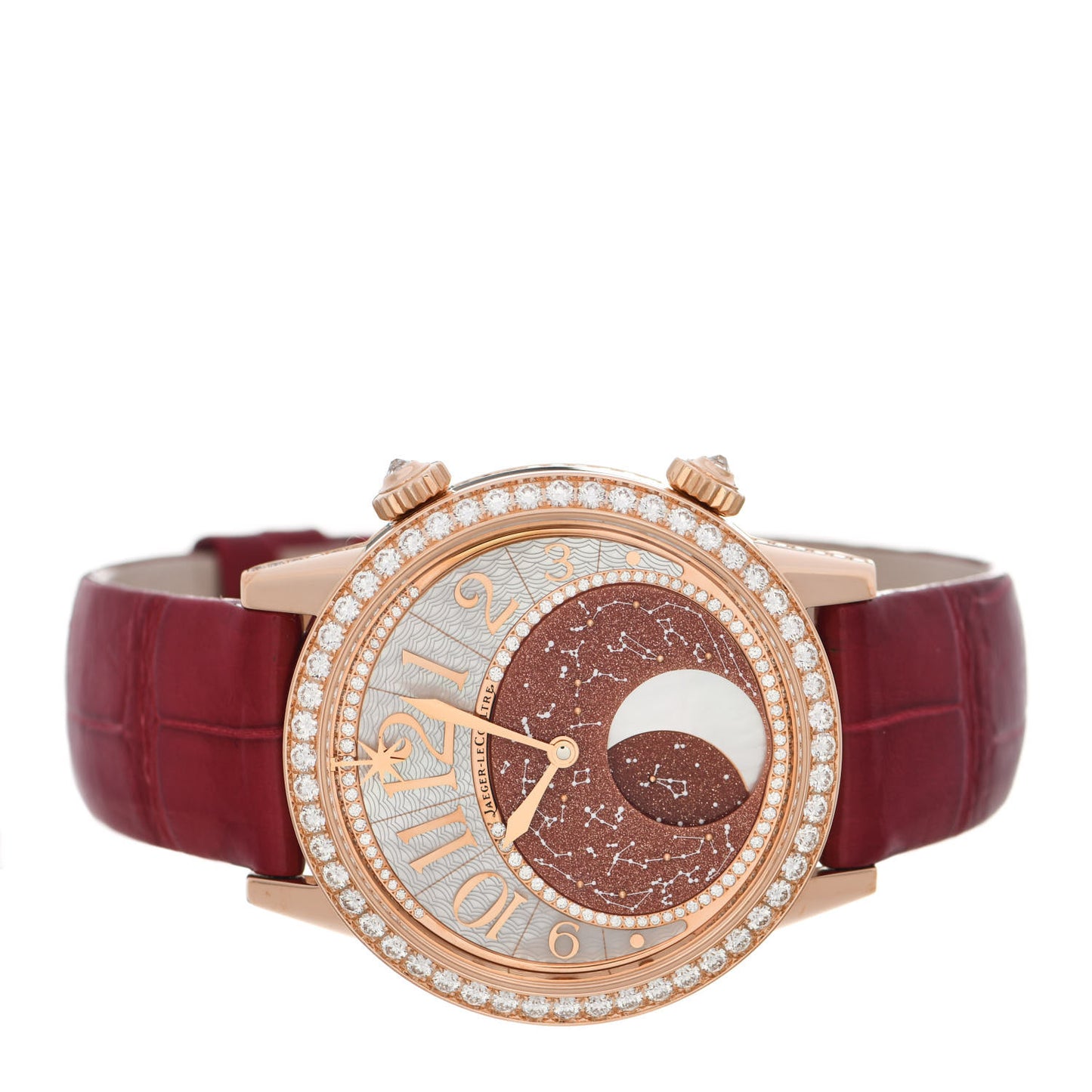 18K Rose Gold Alligator Diamond Bezel Mother of Pearl 39mm Rendez-Vous Moon Automatic Watch Q3532490