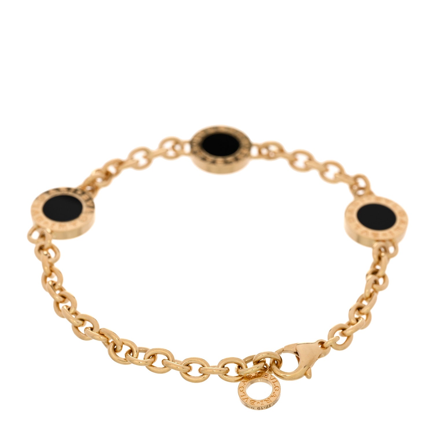 Bulgari 18K Yellow Gold Mother of Pearl Black Onyx BVLGARI BVLGARI Three Station Bracelet 3 of 5