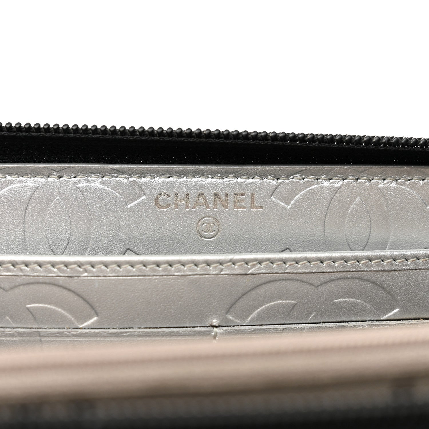 Chanel Calfskin Quilted Cambon Large Gusset Zip Around Wallet Black Silver 6 of 10