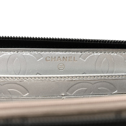 Chanel Calfskin Quilted Cambon Large Gusset Zip Around Wallet Black Silver 6 of 10