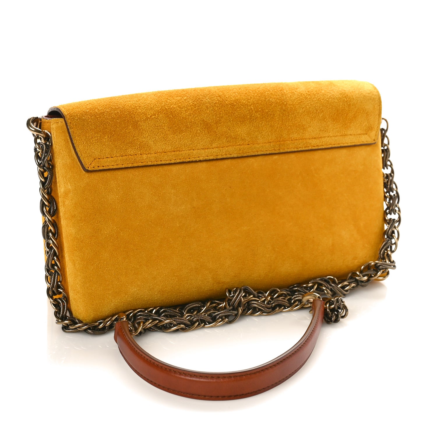Suede Crystal Millennials Chain Shoulder Bag Yellow