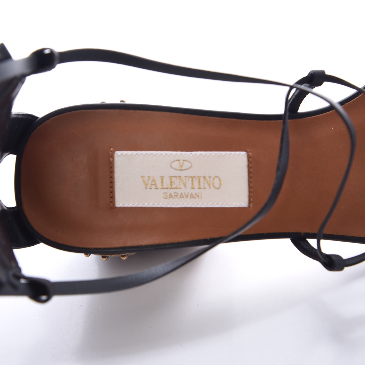 Valentino Garavani Calfskin Mask Embossed Gladiator Sandals 37 Brown Black 6 of 9