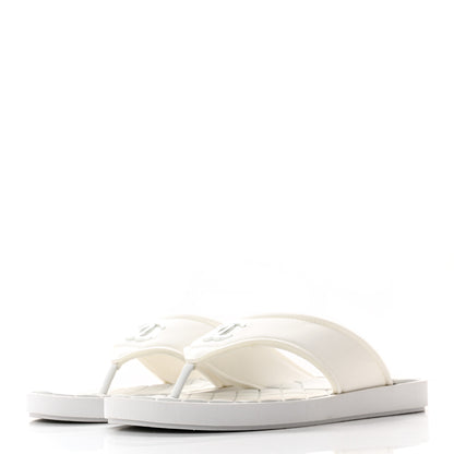 Chanel Fabric CC Thong Sandals 41 White 3 of 12