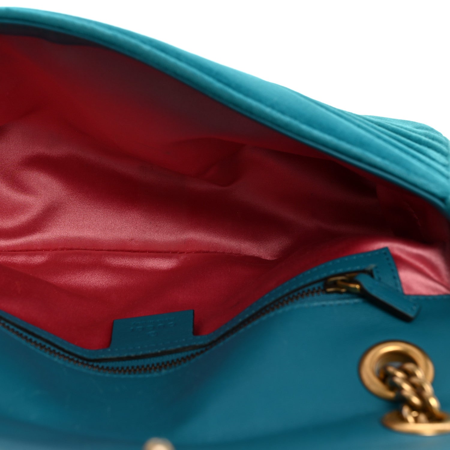 Gucci Velvet Matelasse Small GG Marmont Shoulder Bag Pavone Cyan 5 of 10