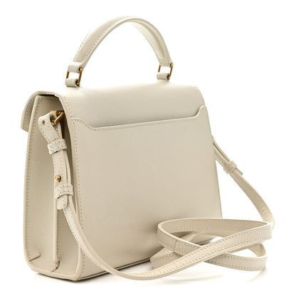 Saint Laurent Grain de Poudre Mini Classic Monogram Cassandra Top Handle Crema Soft 4 of 21