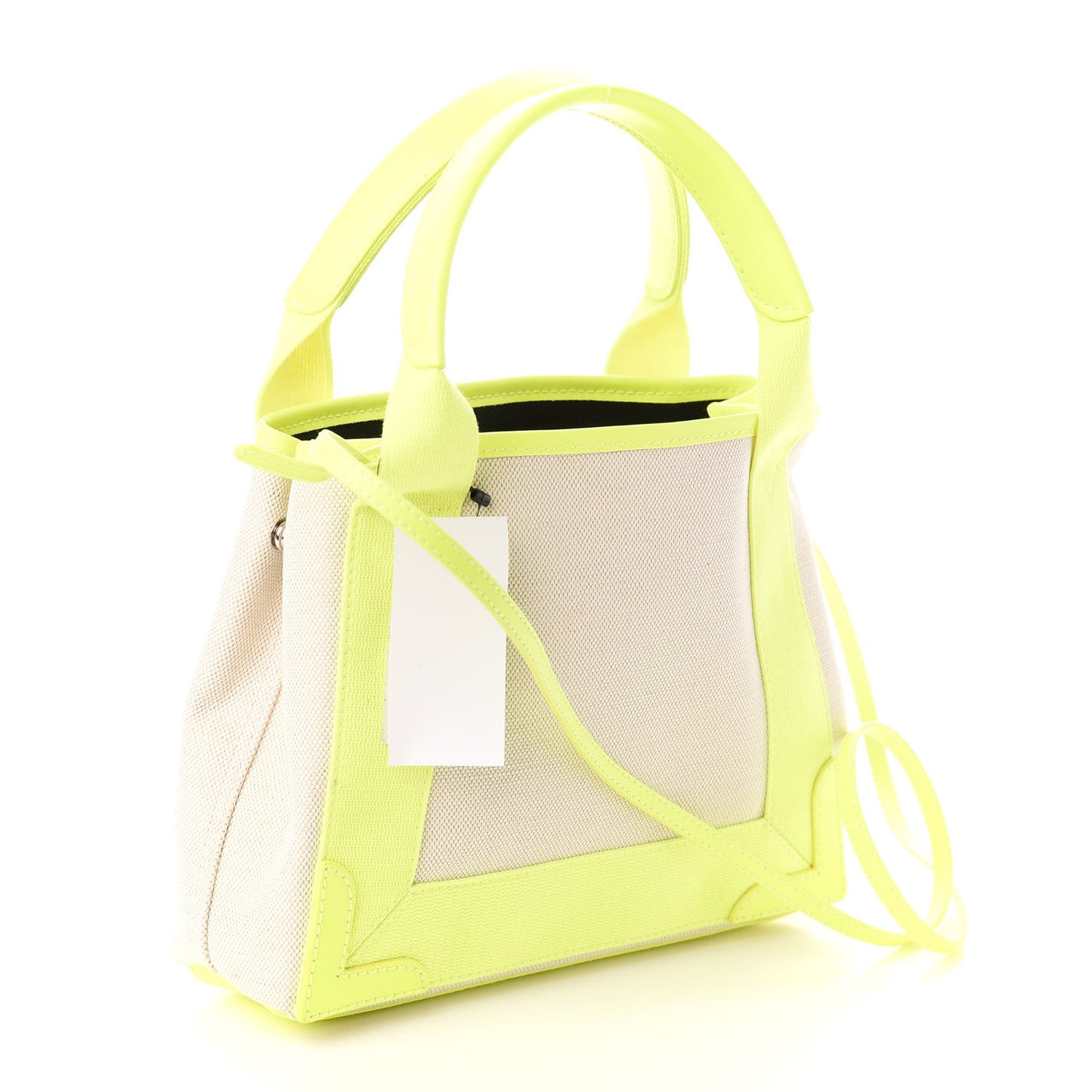 Cotton Canvas Satin Calfskin Navy Cabas XS Natural Fluo Yellow