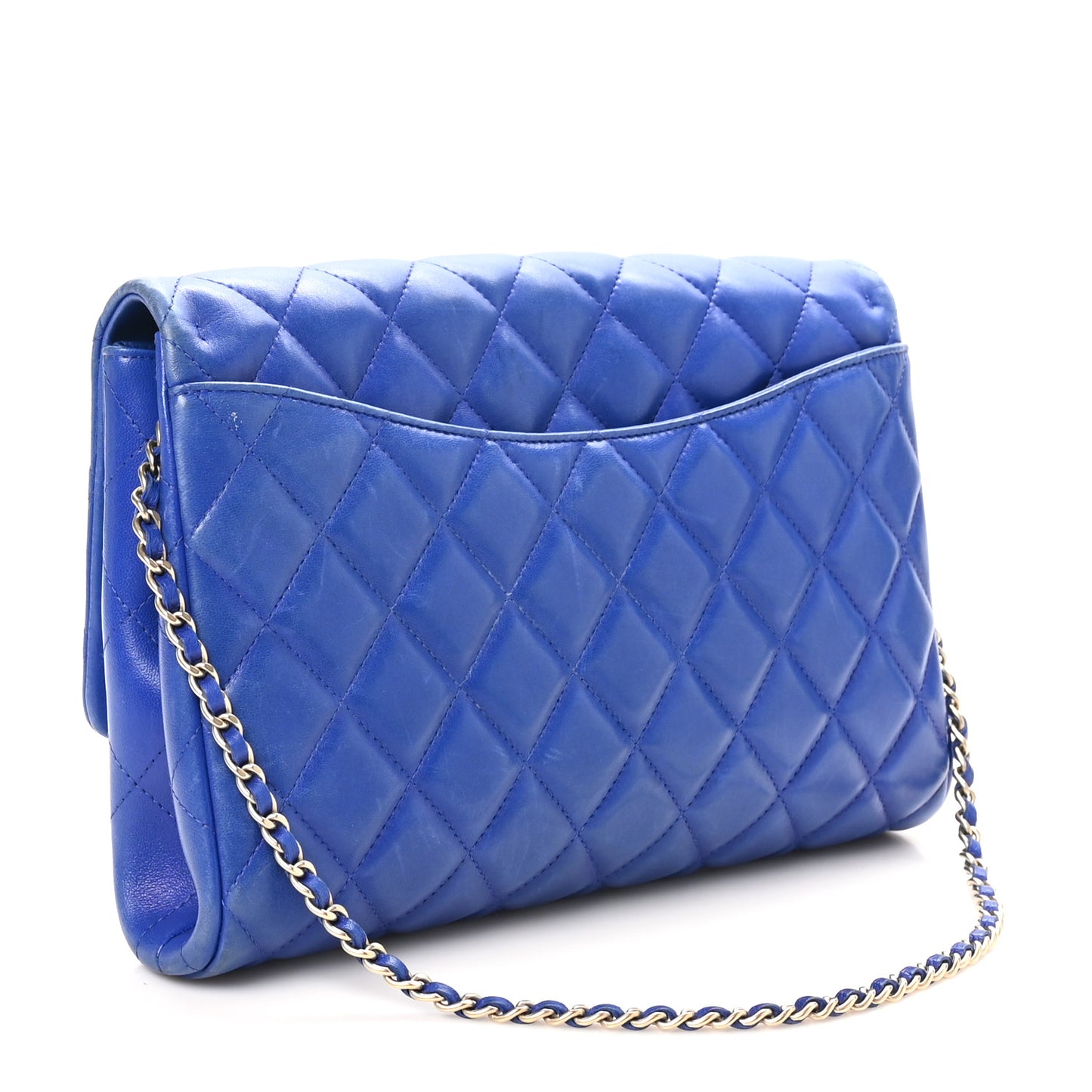 Lambskin Quilted Clutch Flap Blue