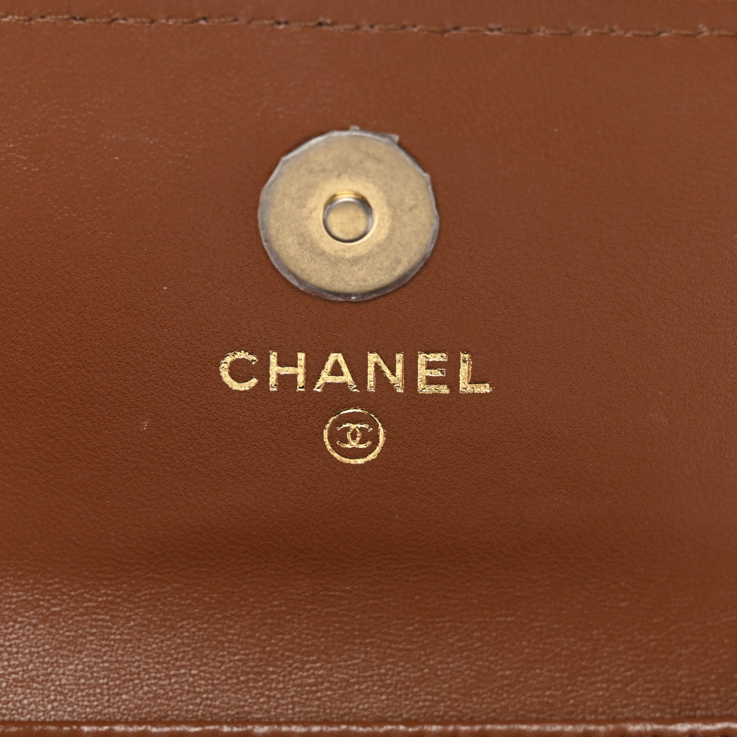 Chanel Lambskin Quilted Studded CC Clutch With Chain Brown 6 of 12