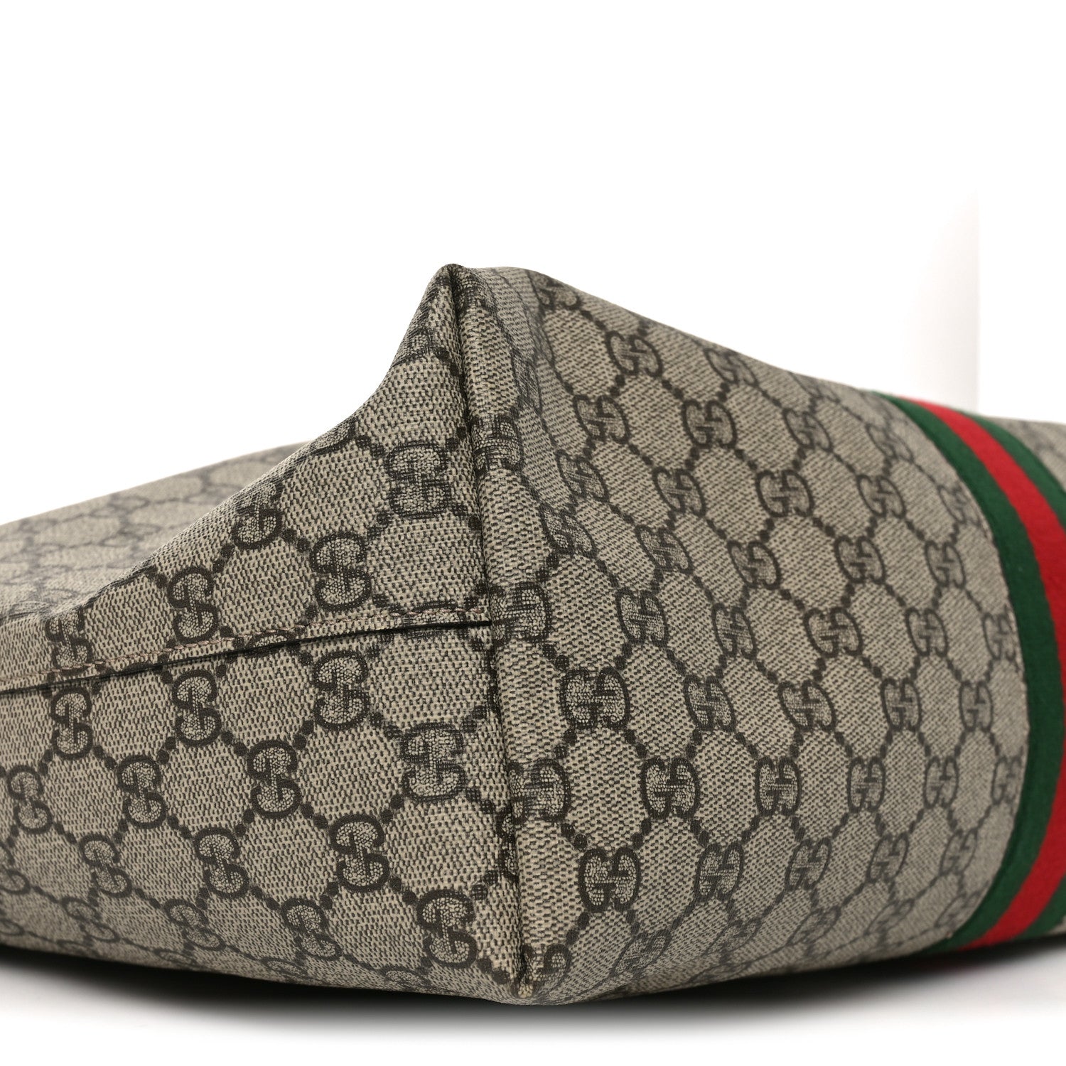 Gucci GG Supreme Monogram Textured Calfskin Web Medium Ophidia Shopping Tote Beige Ebony New Acero 9 of 10