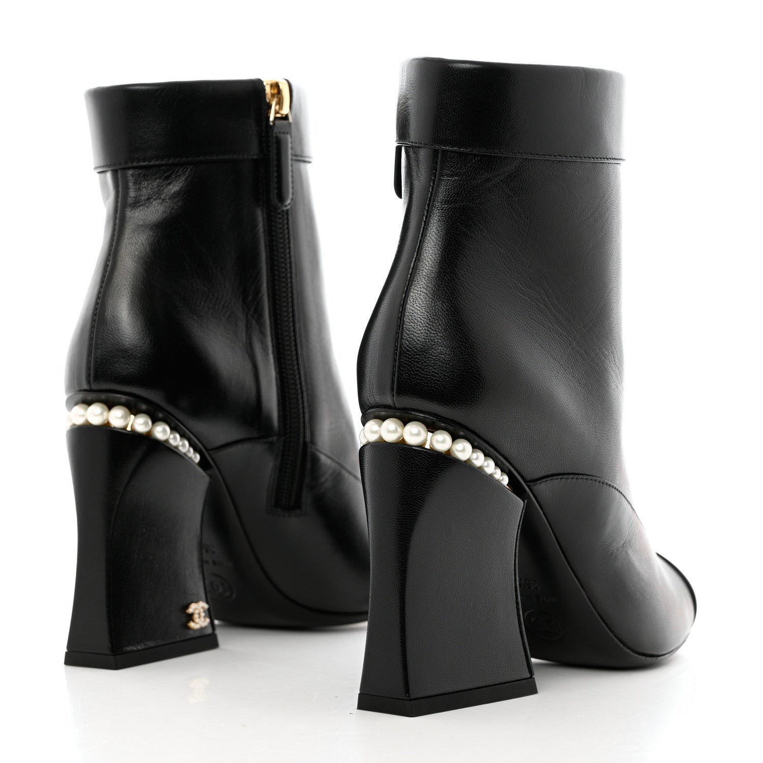 Chanel Goatskin Pearl Cap Toe Boots 36.5 Black 4 of 9