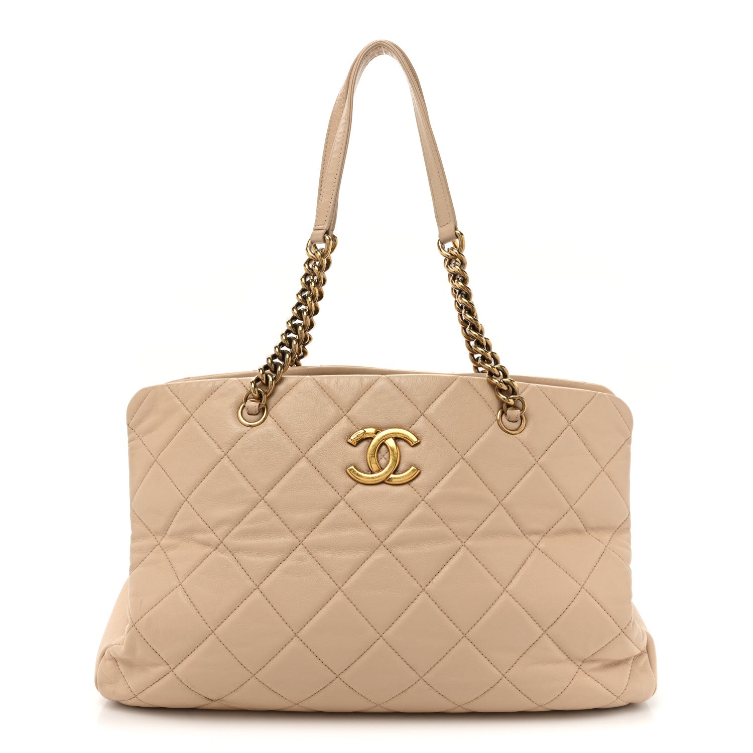 Chanel Calfskin Quilted Large CC Crown Tote Beige 1 of 18