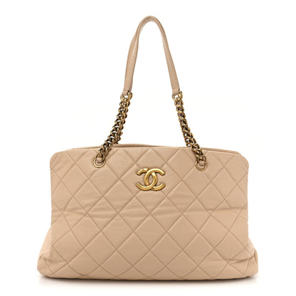 Chanel Calfskin Quilted Large CC Crown Tote Beige 1 of 18