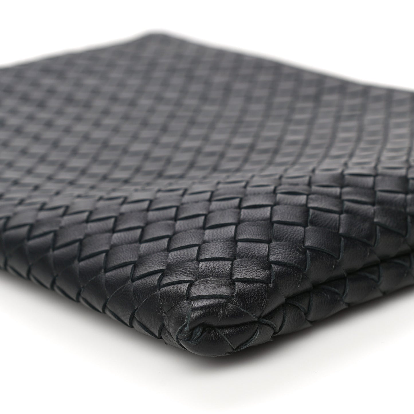 Nappa Intrecciato Large Flat Zip Biletto Pouch Black