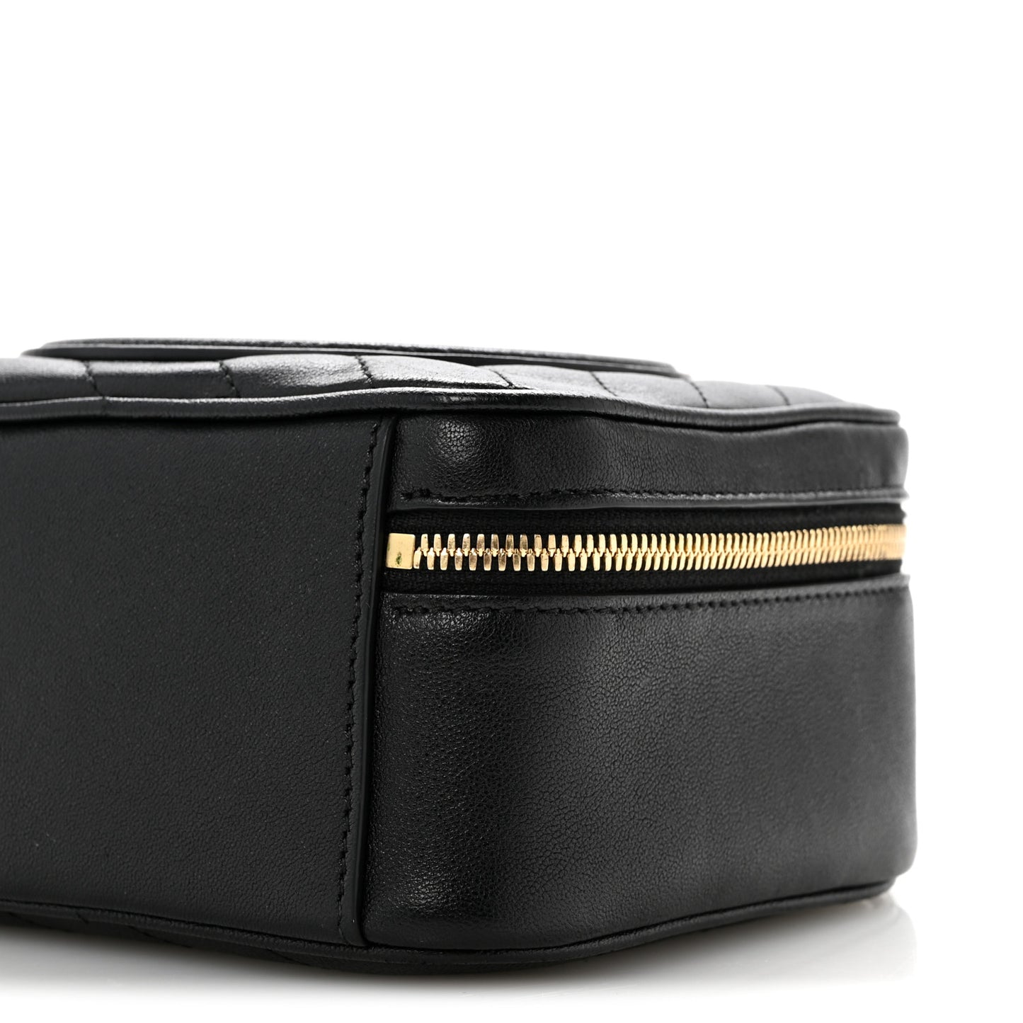 Sakai Be Green Calfskin Diagonal Stitched Blondie Top Handle Bag Black