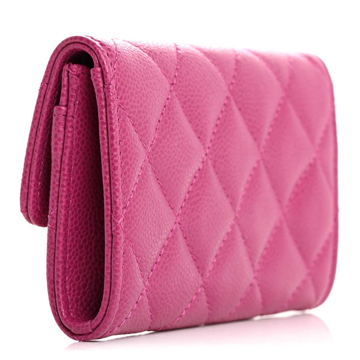 Caviar Quilted Textured CC Flap Card Holder Purple