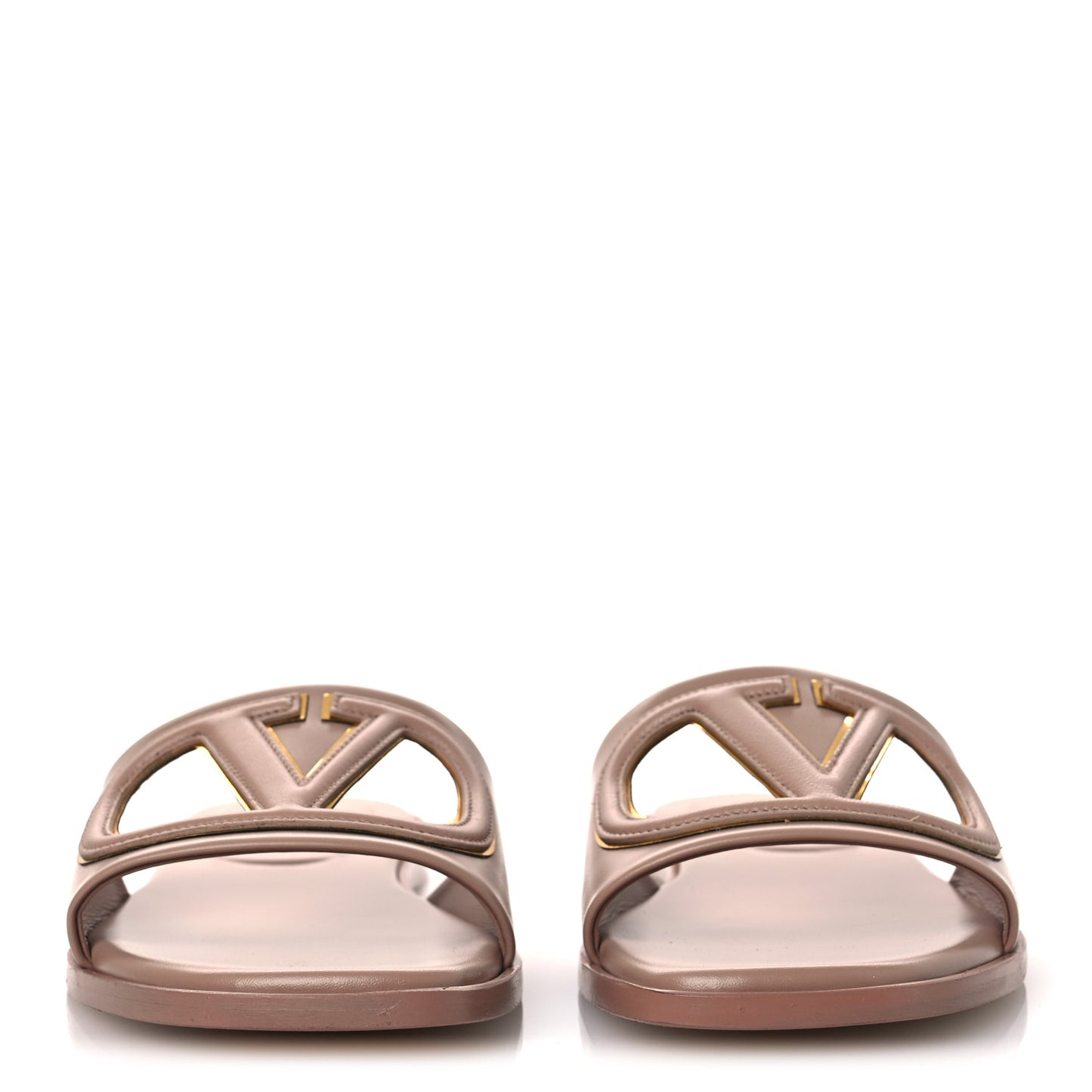 Calfskin Vlogo Cut Out Flat Slide Sandals 36.5 Rose