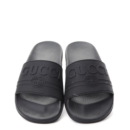 Gucci Rubber Womens Logo Slide Sandals 37 Black 5 of 10