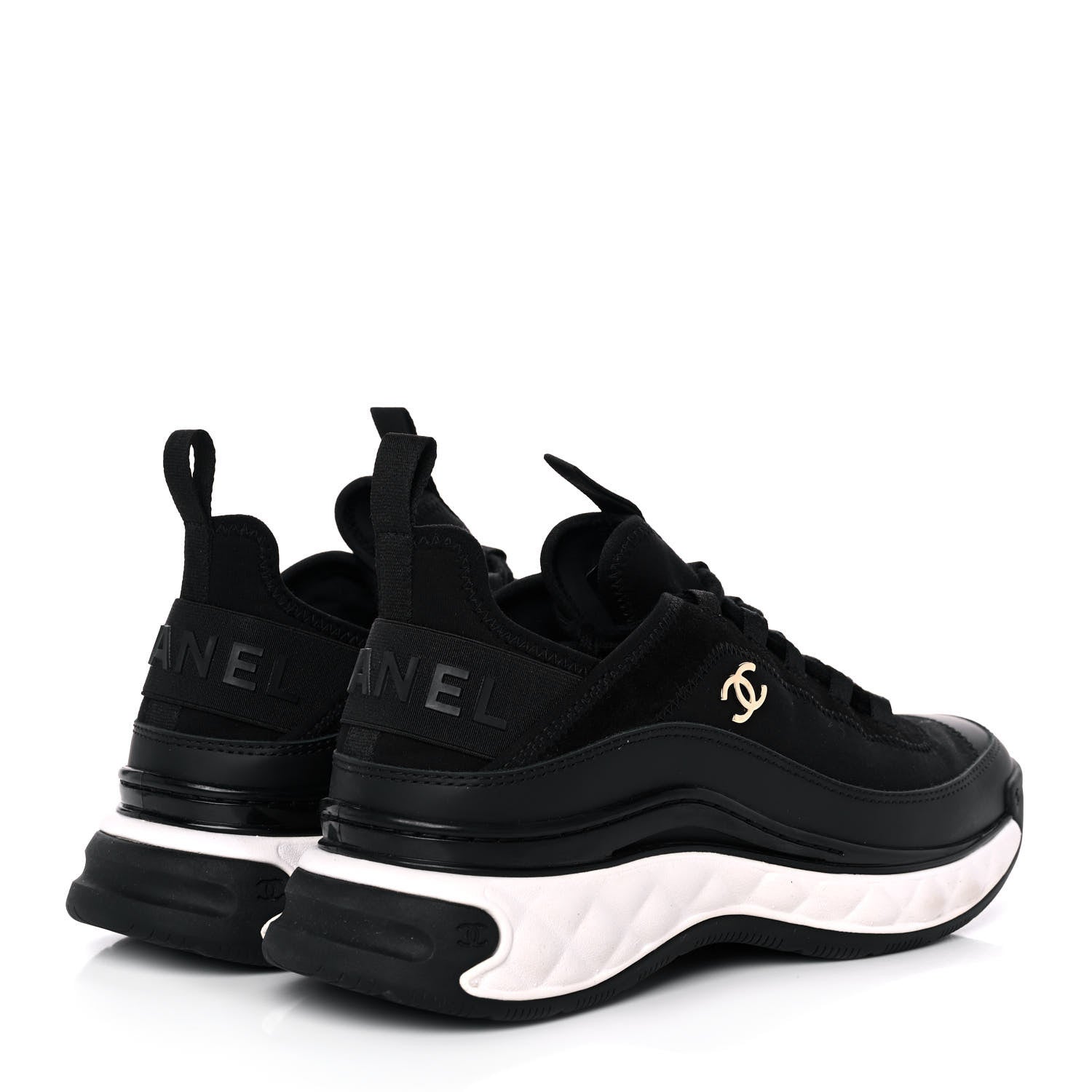 Chanel Velvet Calfskin Mixed Fibers CC Sneakers 38 Black 4 of 9