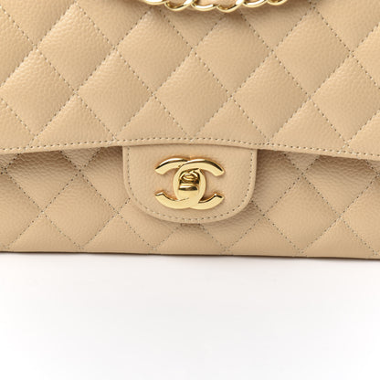 Chanel Caviar Quilted Medium Double Flap Beige 10 of 11